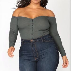 Long sleeve off the shoulder bodysuit